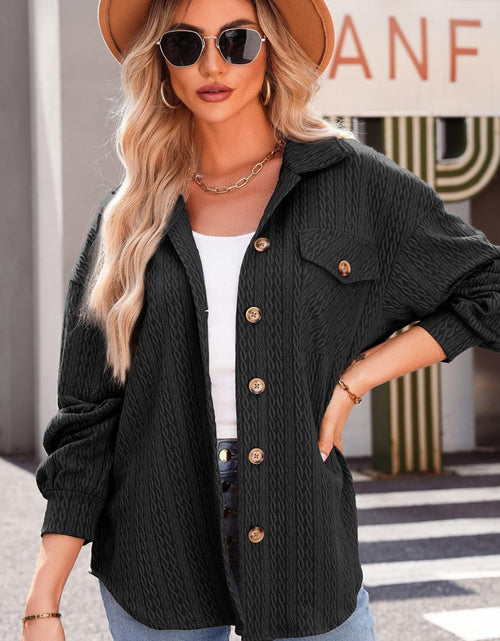 Load image into Gallery viewer, Textured Button Up Long Sleeve Shacket
