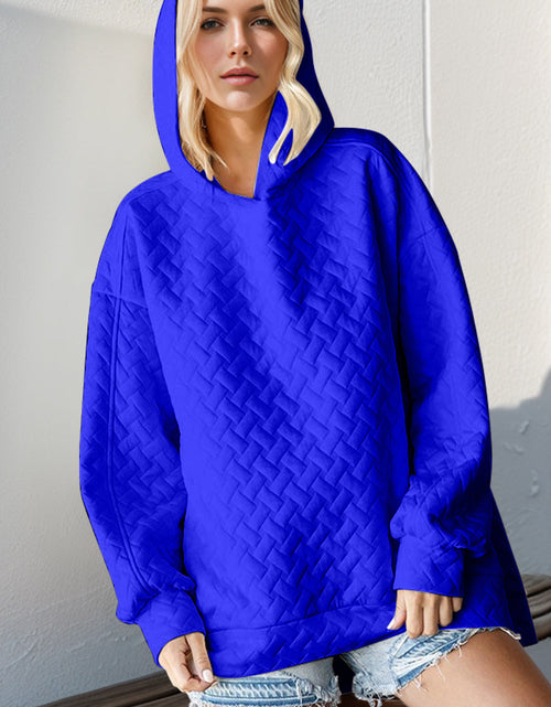 Load image into Gallery viewer, Double Take Full Size Texture Drop Shoulder Long Sleeve Hoodie
