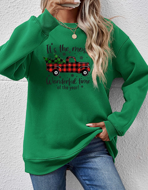 Load image into Gallery viewer, Graphic Round Neck Long Sleeve Sweatshirt
