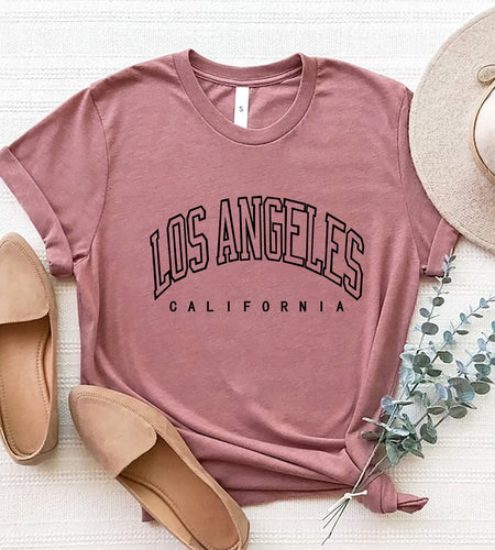 LOS ANGELES CALIFORNIA Round Neck T-Shirt