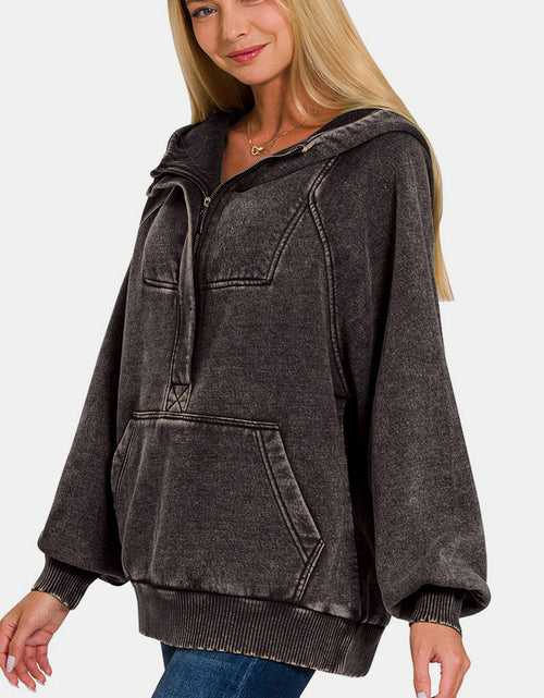 Load image into Gallery viewer, Zenana Acid Wash Fleece Kangaroo Hoodie

