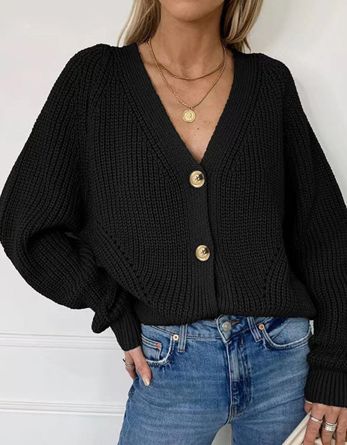 Load image into Gallery viewer, Button Up V-Neck Long Sleeve Cardigan
