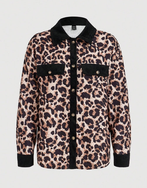 Load image into Gallery viewer, Leopard Collared Neck Button Up Shacket
