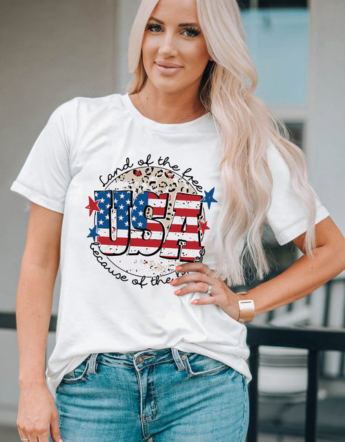 Load image into Gallery viewer, USA Graphic Round Neck Tee
