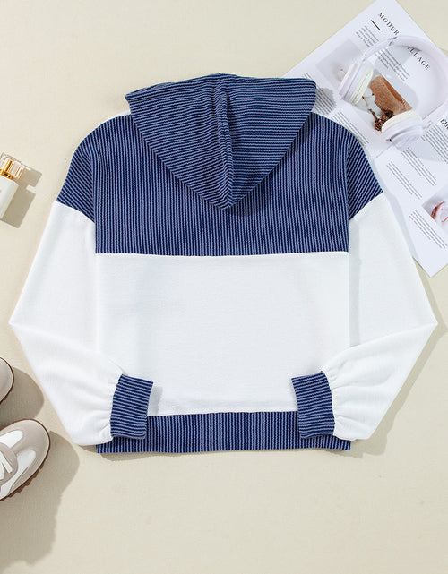 Load image into Gallery viewer, Corded Color Block Drawstring Hoodie
