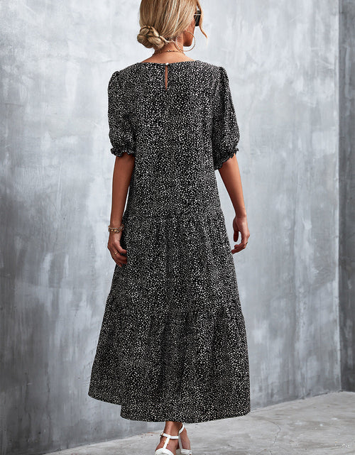 Load image into Gallery viewer, Printed Flounce Sleeve Tiered Dress
