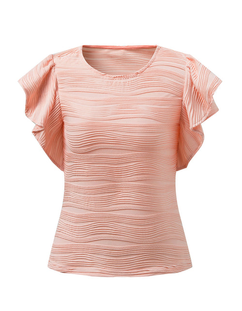 Load image into Gallery viewer, Textured Round Neck Cap Sleeve Top
