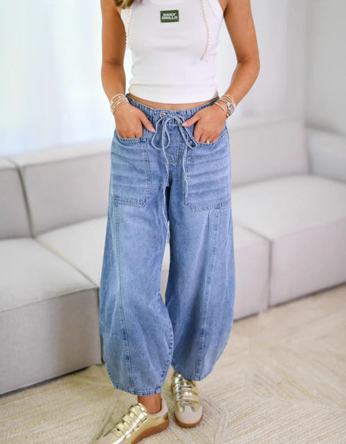 Load image into Gallery viewer, Drawstring Jeans with Pockets
