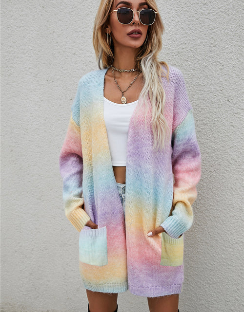 Load image into Gallery viewer, Angel Wings Full Size Pocketed Open Front Gradient Cardigan
