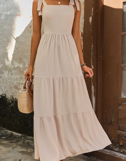 Load image into Gallery viewer, Perfee Tie Shoulder Smocked Tiered Dress
