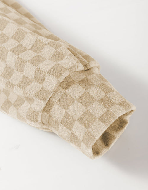 Load image into Gallery viewer, Checkered Print Kangaroo Pocket Drawstring Hoodie
