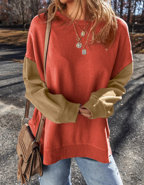 Load image into Gallery viewer, Contrast Round Neck Long Sleeve Sweatshirt
