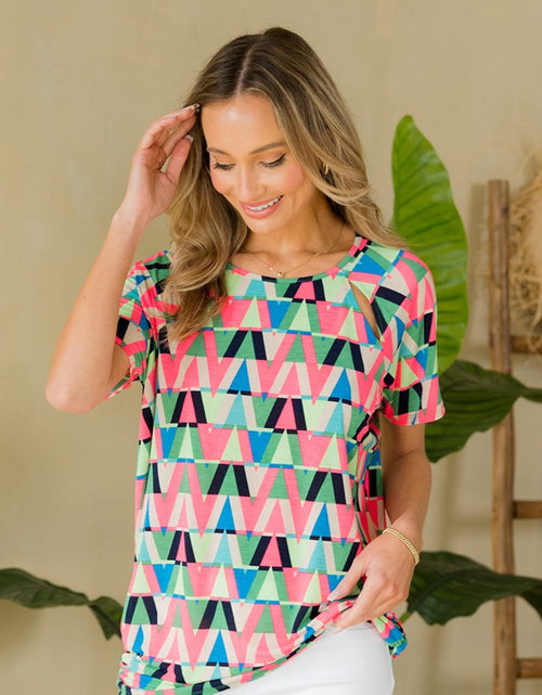 Load image into Gallery viewer, Sew In Love Full Size Geometric Round Neck Top
