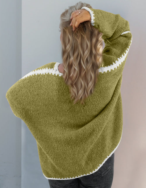 Load image into Gallery viewer, Double Take Contrast Open Front Dropped Shoulder Cardigan
