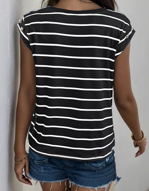Load image into Gallery viewer, Perfee Decorative Button Round Neck T-Shirt
