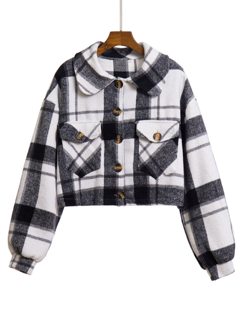 Load image into Gallery viewer, Plaid Button Front Jacket with Pockets
