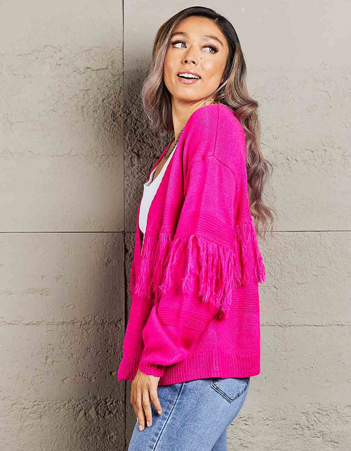 Load image into Gallery viewer, Angel Wings Fringe Trim Open Front Cardigan
