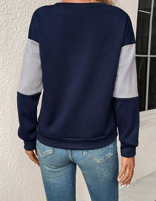 Load image into Gallery viewer, Perfee Textured Color Block Round Neck Sweatshirt
