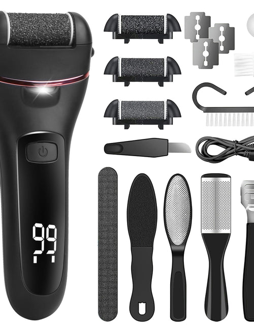Load image into Gallery viewer, Electric Foot Callus Remover Foot Grinder Rechargeable Foot File Dead Skin Pedicure Machine w/ 3 Roller Heads 2 Speeds 18 in 1 Foot Care Tool
