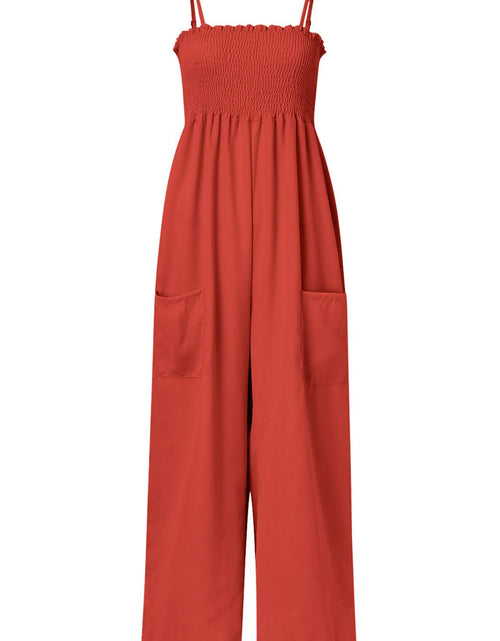 Load image into Gallery viewer, Smocked Spaghetti Strap Wide Leg Jumpsuit
