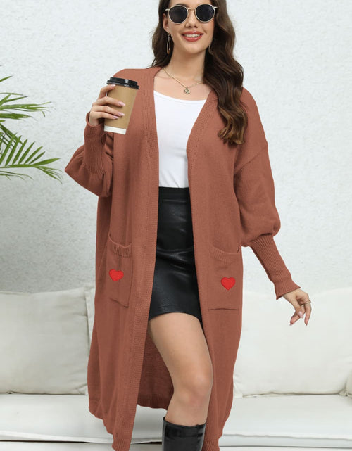 Load image into Gallery viewer, Lantern Sleeve Open Front Pocketed Cardigan
