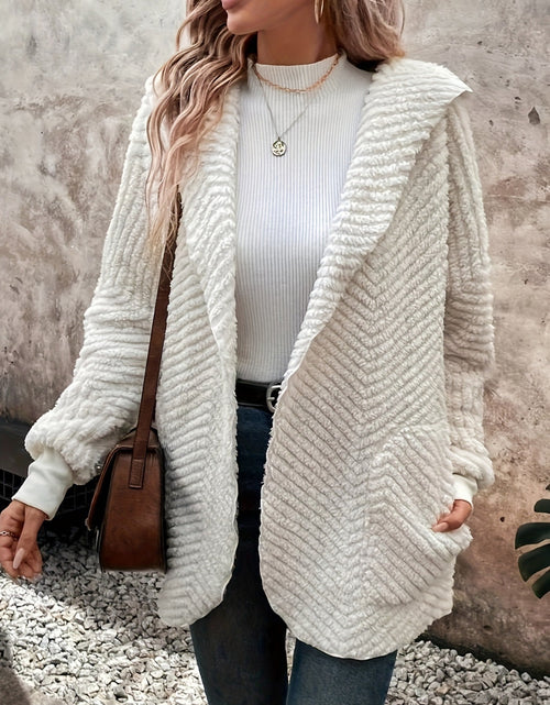 Load image into Gallery viewer, Open Front Long Sleeve Hooded Fuzzy Cardigan
