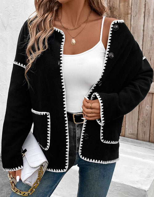 Load image into Gallery viewer, Perfee Pocketed Contrast Button Up Jacket
