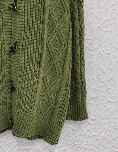 Load image into Gallery viewer, Cable-Knit Long Sleeve Hooded Cardigan
