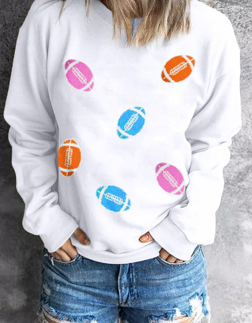 Load image into Gallery viewer, Football Round Neck Long Sleeve Sweatshirt
