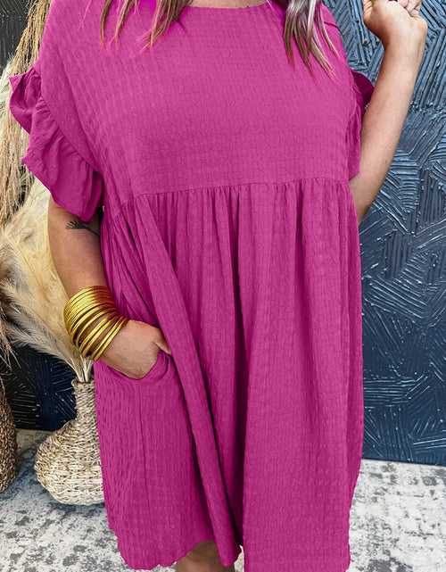 Load image into Gallery viewer, Round Neck Flounce Sleeve Mini Dress
