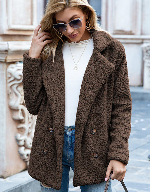 Load image into Gallery viewer, Ivy Lane Full Size Lapel Collar Sherpa Coat

