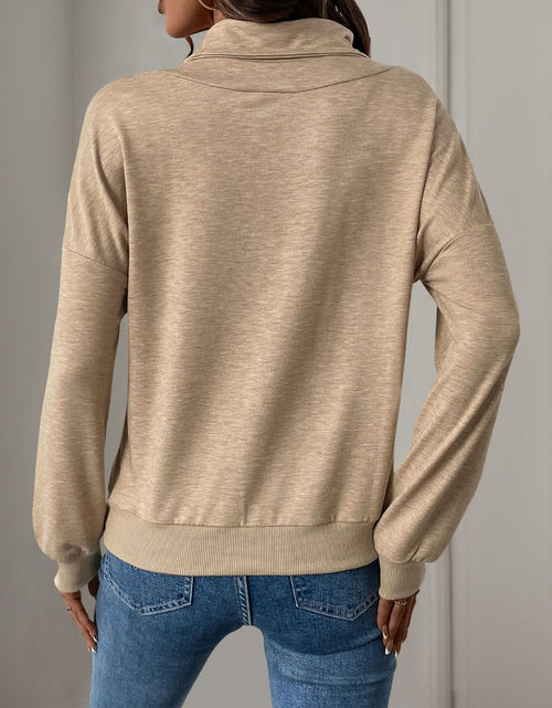 Load image into Gallery viewer, Perfee Asymmetric Mock Neck Long Sleeve Sweatshirt
