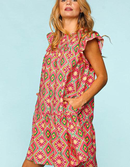 Load image into Gallery viewer, Haptics Full Size Ruffled Printed Dress with Side Pockets
