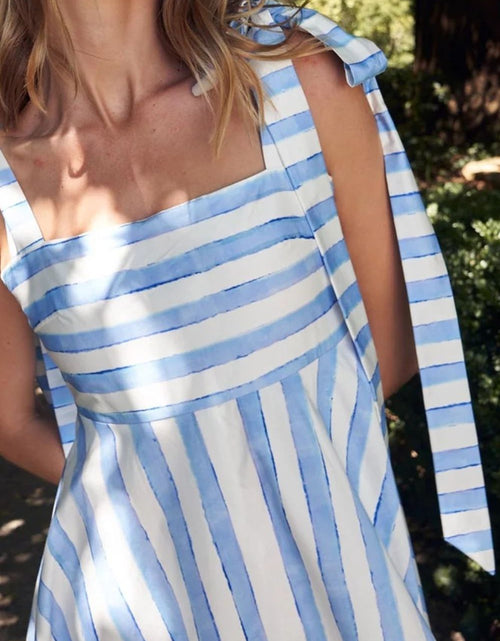 Load image into Gallery viewer, Striped Square Neck Wide Strap Dress
