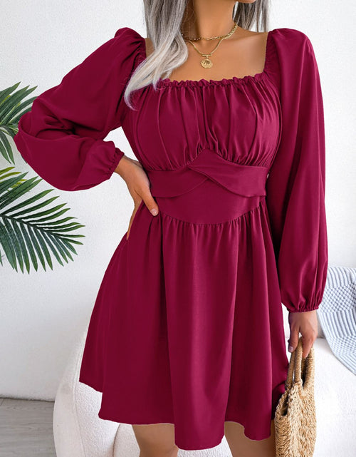Load image into Gallery viewer, Tied Square Neck Balloon Sleeve Dress
