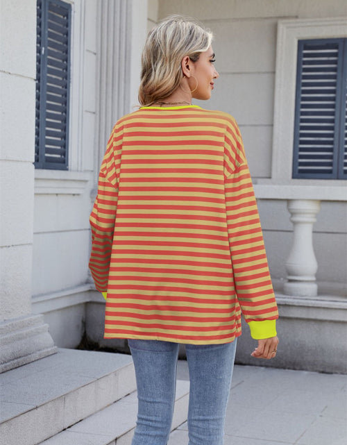 Load image into Gallery viewer, Lace-Up Striped Long Sleeve T-Shirt
