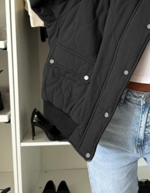 Load image into Gallery viewer, Baseball Collar Snap Down Long Sleeve Jacket
