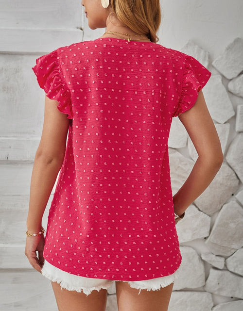 Load image into Gallery viewer, Swiss Dot Ruffled Cap Sleeve T-Shirt
