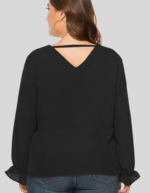 Load image into Gallery viewer, Plus Size Cutout Flounce Sleeve Blouse
