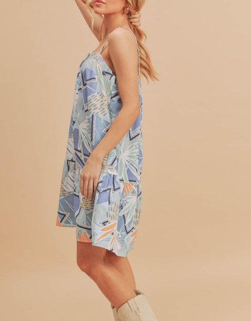 Load image into Gallery viewer, Aemi + Co Printed Ruffled Hem Square Neck Mini Cami Dress

