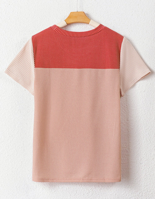 Load image into Gallery viewer, Color Block Round Neck Short Sleeve T-Shirt
