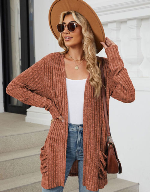 Load image into Gallery viewer, Pocketed Open Front Long Sleeve Cardigan
