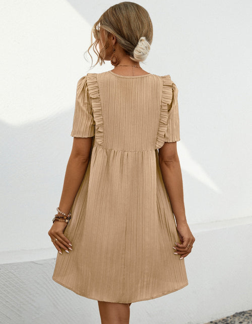 Load image into Gallery viewer, Tie Neck Short Sleeve Mini Dress
