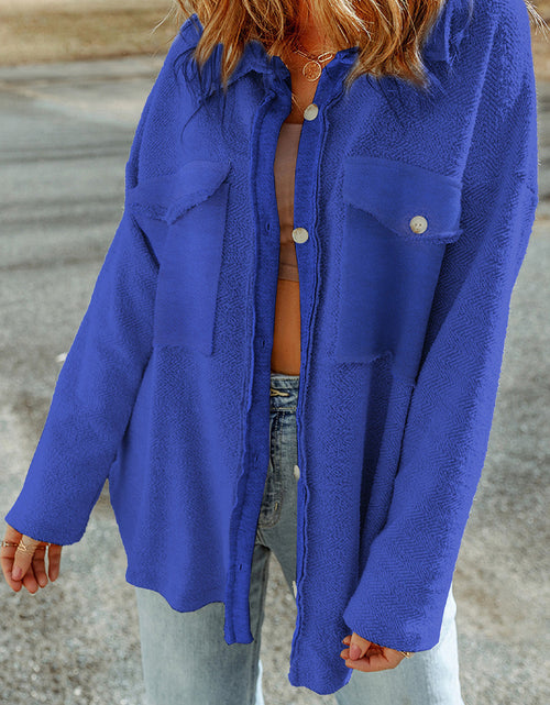 Load image into Gallery viewer, Pocketed Button Up Droppped Shoulder Jacket

