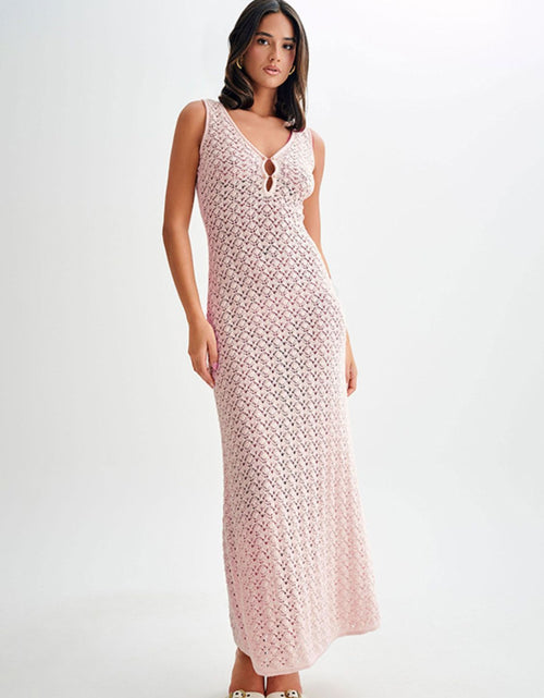 Load image into Gallery viewer, Openwork Sleeveless Maxi Dress
