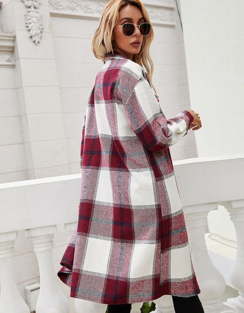 Load image into Gallery viewer, Ivy Lane Plaid Longline Shirt Jacket
