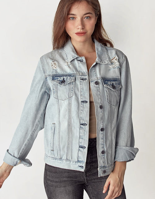 Load image into Gallery viewer, RISEN Distressed Button Up Jacket
