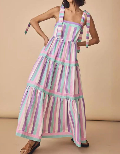 Load image into Gallery viewer, Tied Contrast Wide Strap Cami Dress
