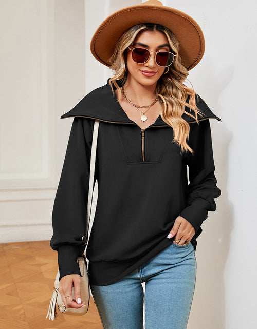Load image into Gallery viewer, Half-Zip Collared Sweatshirt
