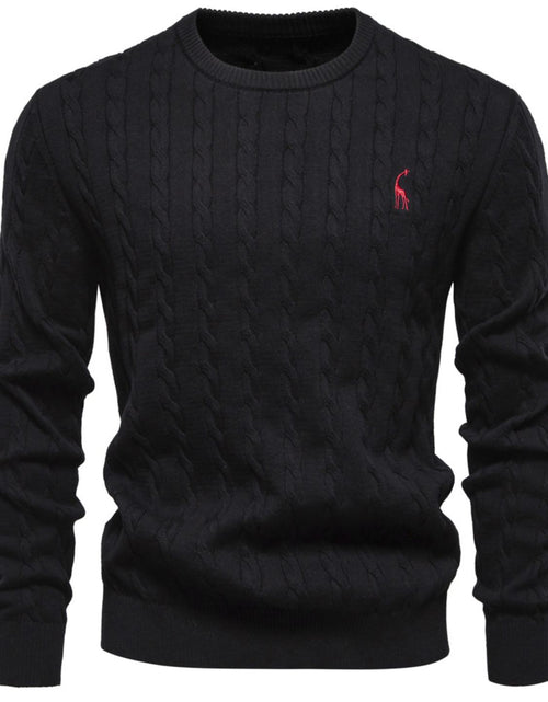 Load image into Gallery viewer, Men's Cable-Knit Round Neck Long Sleeve Sweater
